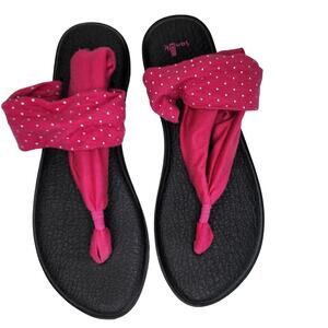 Sanuk Yoga Sling 2 Pink With Silver Polkadots Size 10